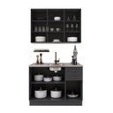 Ver imagem 4 de Cozinha Modulada 2 Peças Bari com Balcão e Aéreo MDF Chumbo