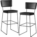 Ver imagem 1 de Kit 02 Banquetas Altas Cozinha Sala Jantar Base em Aço Fixa Allana L02 Couríssimo Preto - Lyam