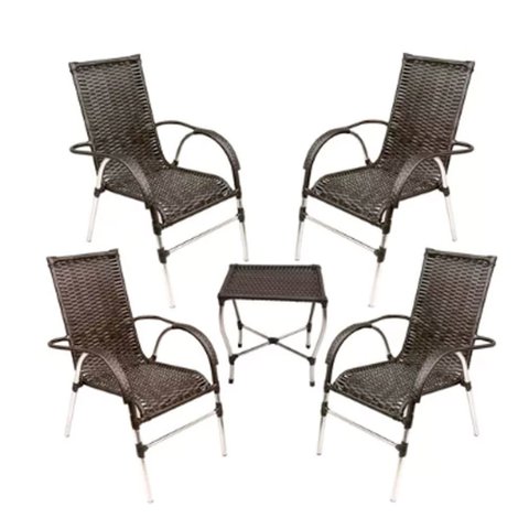 Kit 4 Cadeiras Vênus e Mesa de Centro Garden em Alumínio Área Externa Trama Original