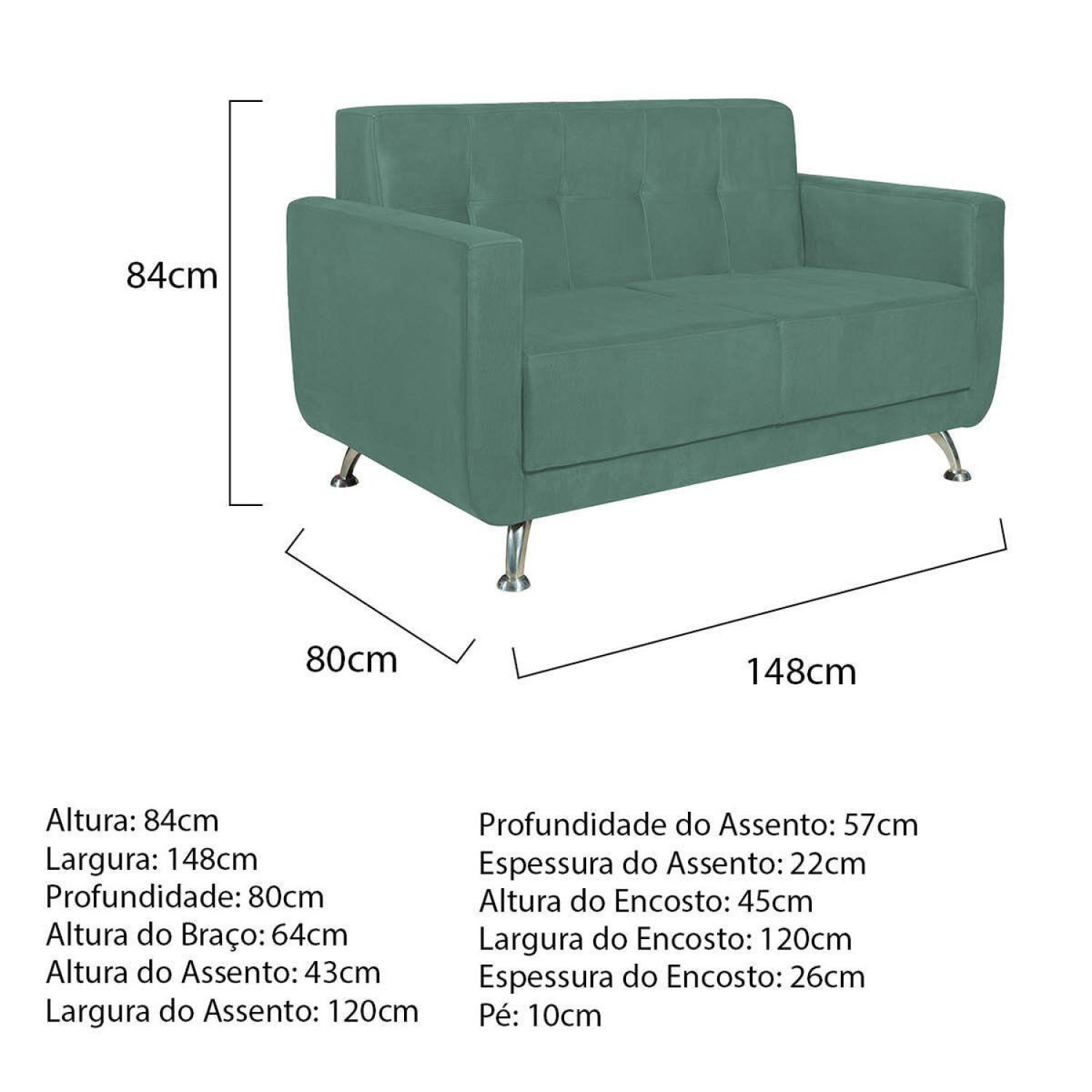 Sofá 2 Lugares 148cm Lille Linho Maranata Estofados - 3