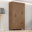 Ver mais imagens de Guarda-roupa Solteiro Grande 4 Portas 2 Gavetas e 4 Prateleiras Lisa Mdp Carvalho Oak