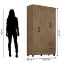 Ver imagem 5 de Guarda-roupa Solteiro Grande 4 Portas 2 Gavetas e 4 Prateleiras Lisa Mdp Carvalho Oak