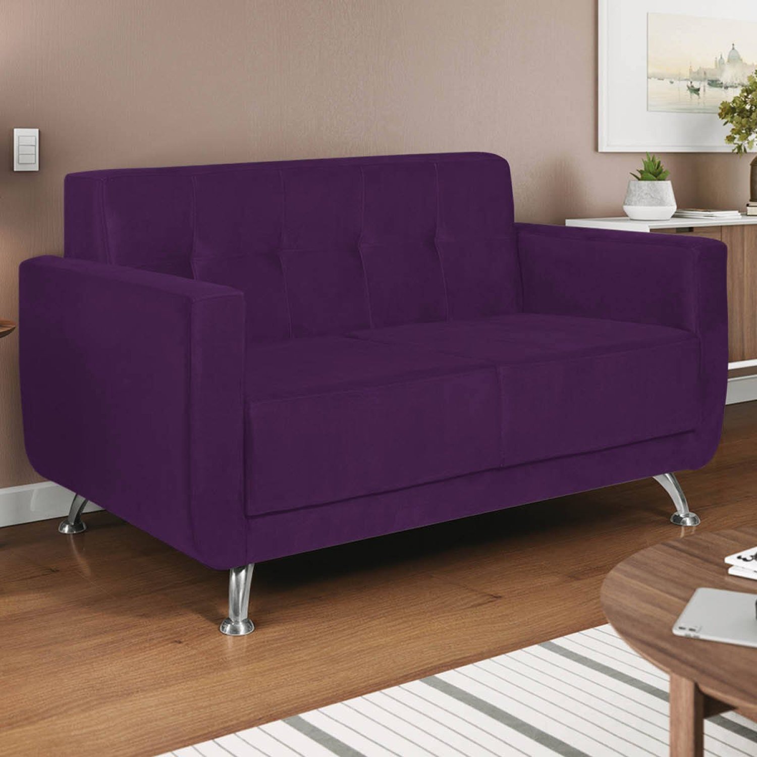 Sofá 2 Lugares 148cm Lille Suede Estofados - 1