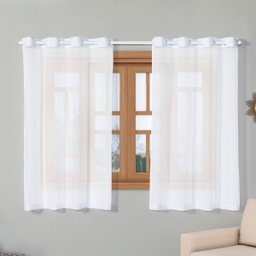 Cortina Voil 2,20m X 1,40m Voal para Sala Quarto Cozinha Decorativa Moderna Janela Branco - 1
