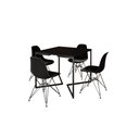 Ver imagem 2 de Mesa Industrial Base Ferro Preto em V Tampo 90x90 Preto 4 Cadeiras Eames Ferro Assento Preto