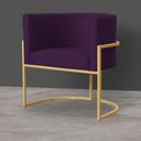 Ver imagem 3 de Kit 2 Poltronas Decorativa Sala de Estar Luana Base Gold Veludo Roxo - Montanaris Decor Md Montanari
