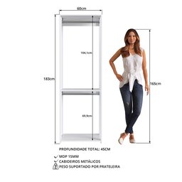 Módulo para Closet com Cabideiro e Prateleira 183x45x57cm - 4
