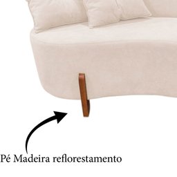 Namoradeira Sofá Feijão Luna Orgânica Veludo Marfim - 6