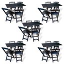 Ver imagem 1 de Kit De 5 Conjuntos De Mesa Dobrável 70x110 Com 4 Cadeiras Preto Cor: Preto
