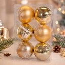 Ver imagem 2 de Bolas para Árvore de Natal com Glitter Branco Dourado Plástico Kit 24PÇS 8cm