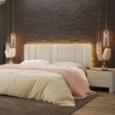 Ver imagem 7 de Cabeceira Estofada com Led King Luxo Modulada 200 Boucle Bege