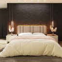 Ver imagem 5 de Cabeceira Estofada com Led King Luxo Modulada 200 Boucle Bege