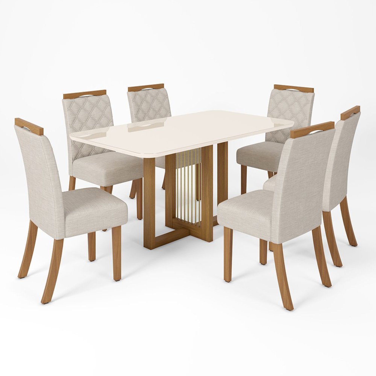 Conjunto Sala de Jantar Tampo MDF/vidro 6 Cadeiras Marie Espresso Móveis - 2