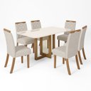 Ver imagem 2 de Conjunto Sala de Jantar Tampo MDF/Vidro 6 Cadeiras Marie Espresso Móveis Bege/Nature/Off White/Linho
