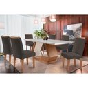 Ver imagem 1 de Conjunto: Mesa Sala Jantar Alvorada C/ Tampo Madeirado Canto Reto 180x90cm e 6 Cadeiras Jade Imbuia/