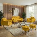 Ver imagem 4 de Kit Namoradeira 2 Poltronas e 2 Puffs Confortável para Sala Recepção Manicure Alice Suede