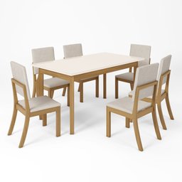 Conjunto Sala Jantar Arietta 6 Cadeiras Canto Reto C/vidro - 2