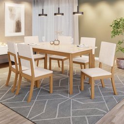 Conjunto Sala Jantar Arietta 6 Cadeiras Canto Reto C/vidro - 1