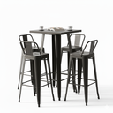Ver imagem 1 de Kit Mesa Bistro Tolix + 4 Banquetas Tolix Alta com Encosto Pretas