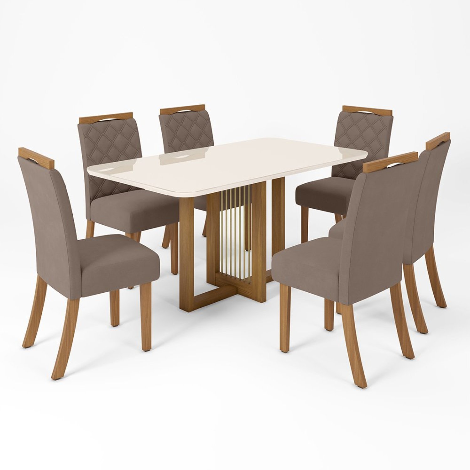 Conjunto Sala de Jantar Tampo MDF/vidro 6 Cadeiras Marie Espresso Móveis - 2