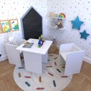 Ver imagem 1 de Conjunto Infantil com 1 Mesa e 2 Banquetas Yescasa Branco