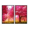 Kit 02 Quadros Decorativos - Flores de Cerejeira Paisagem Rosa Flnt034k - Tela Canvas - 40x60cm - 1