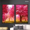 Kit 02 Quadros Decorativos - Flores de Cerejeira Paisagem Rosa Flnt034k - Tela Canvas - 40x60cm - 2