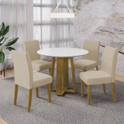 Mesa de Jantar Granada Redonda com 4 Cadeiras Dobuê Movelaria - 1