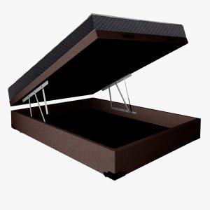 Cama Base Box Baú Casal Reforçado Suede Marrom 138x188x41