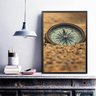 Quadro Fotografia Bússola na Praia 24x18cm - com Vidro:madeira Branca - 2