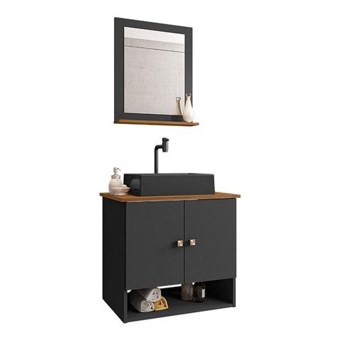 Gabinete Banheiro Deli Torino Prt Torneira Valv Click Black