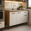 Ver imagem 3 de Balcão de Cozinha 120cm 3 Portas 1 Gaveta Berlim CO6310 Ipê/Cristalo - Decibal