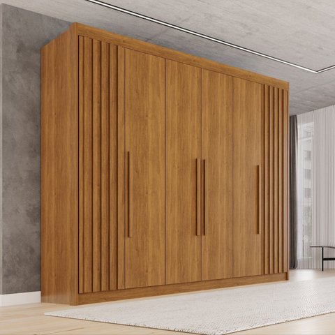 Guarda-Roupa Casal 100% MDF 6 Portas 6 Gavetas Granada Premium Marrom/Cinamomo