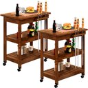 Ver imagem 1 de Kit 02 Carrinho De Churrasco Grade Mesa Tábua De Cortes Home W02 Madeira Maciça Imbuia - Lyam Decor