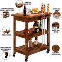 Ver imagem 4 de Kit 02 Carrinho De Churrasco Grade Mesa Tábua De Cortes Home W02 Madeira Maciça Imbuia - Lyam Decor