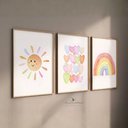 Ver imagem 3 de Kit 3 Quadros Decorativos Infantil - Mil Cores NO2 - 40x60 - Moldura Madeira