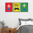 Ver imagem 1 de Kit 3 Quadros para Quarto Gamer Zone Coloridos 24x18cm - com Vidro:madeira Branca