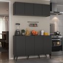 Ver imagem 1 de Kit Armário de Cozinha Aéreo e Balcão 4 Portas Retrô Multimóveis Mp2170 Preto