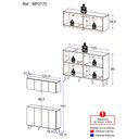 Ver imagem 3 de Kit Armário de Cozinha Aéreo e Balcão 4 Portas Retrô Multimóveis Mp2170 Preto