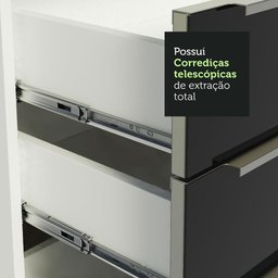 Armário De Cozinha Completa De Canto 546cm Branco preto - 6