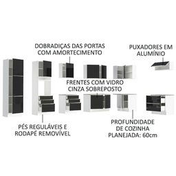 Armário De Cozinha Completa De Canto 546cm Branco preto - 8