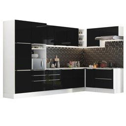 Armário De Cozinha Completa De Canto 546cm Branco preto - 10