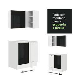Armário De Cozinha Completa De Canto 546cm Branco preto - 2