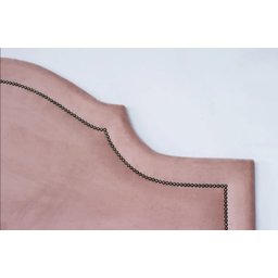 Cabeceira Casal Curva Luxo Estofada com Tachas 140x60 - Suede Rose - Tachas Fume - 2