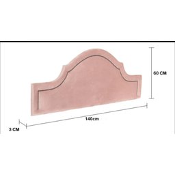 Cabeceira Casal Curva Luxo Estofada com Tachas 140x60 - Suede Rose - Tachas Fume - 3