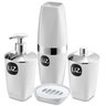 Conjunto Banheiro Saboneteira Líquida Porta Algodão Escova de Dente Sabonete em Barra Uz Branca - 1