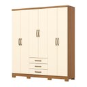 Ver imagem 3 de Guarda Roupa Solteiro 6 Portas 3 Gavetas Caju Off White/Cinamomo