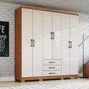 Ver imagem 1 de Guarda Roupa Solteiro 6 Portas 3 Gavetas Caju Off White/Cinamomo