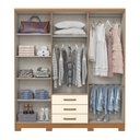 Ver imagem 2 de Guarda Roupa Solteiro 6 Portas 3 Gavetas Caju Off White/Cinamomo