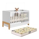 Ver imagem 1 de Berço Mini Cama Fantasia Branco Acetinado com Colchão Supreme - Qmovi